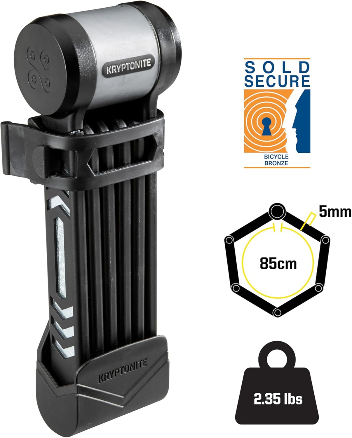 Thumbnail 2 de Kryptonite Keeper Folding Lock antifurto per bicicletta – Nero
