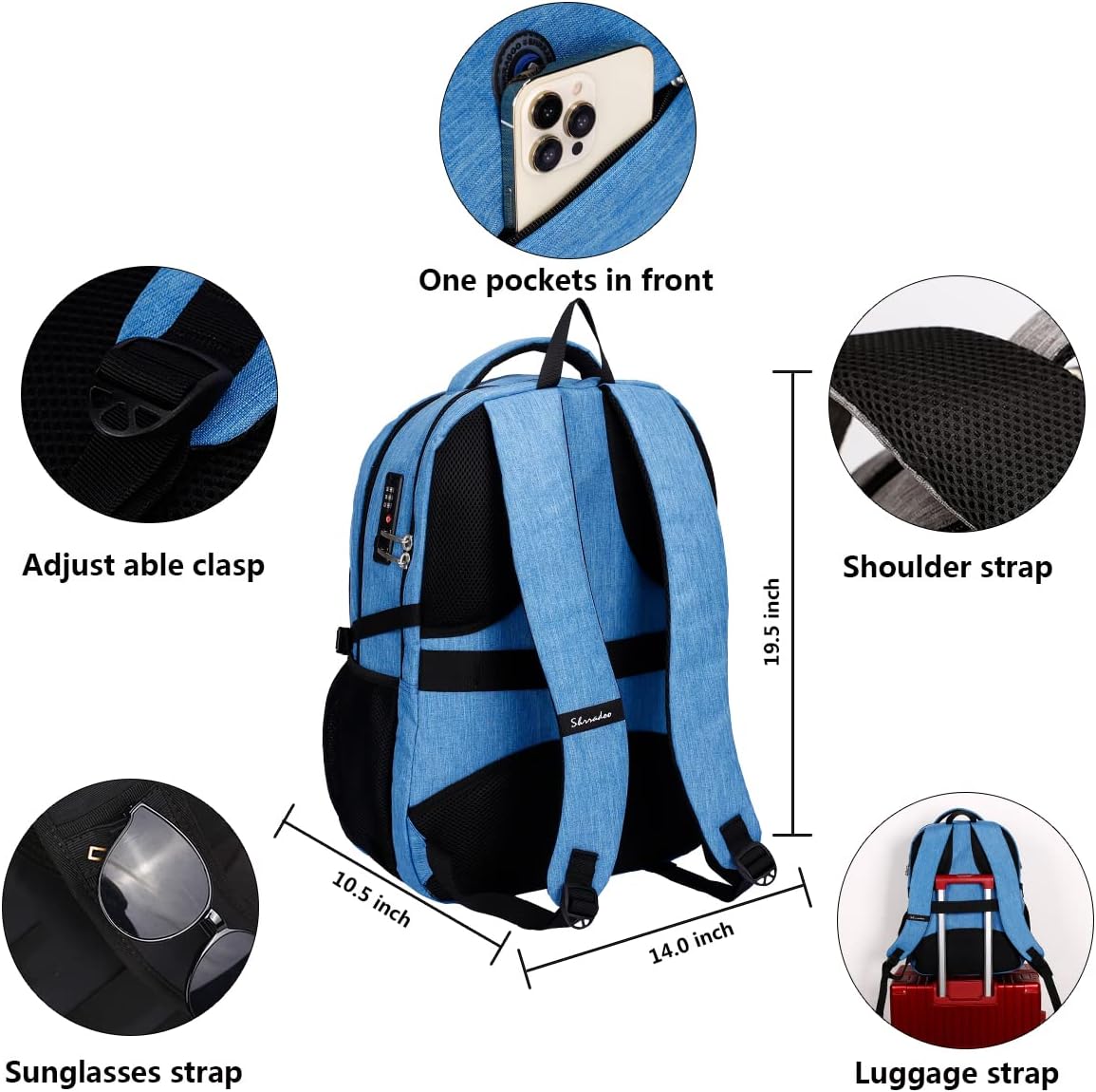 Detalle de SHRRADOO Travel Laptop Backpack, 17-Inch
