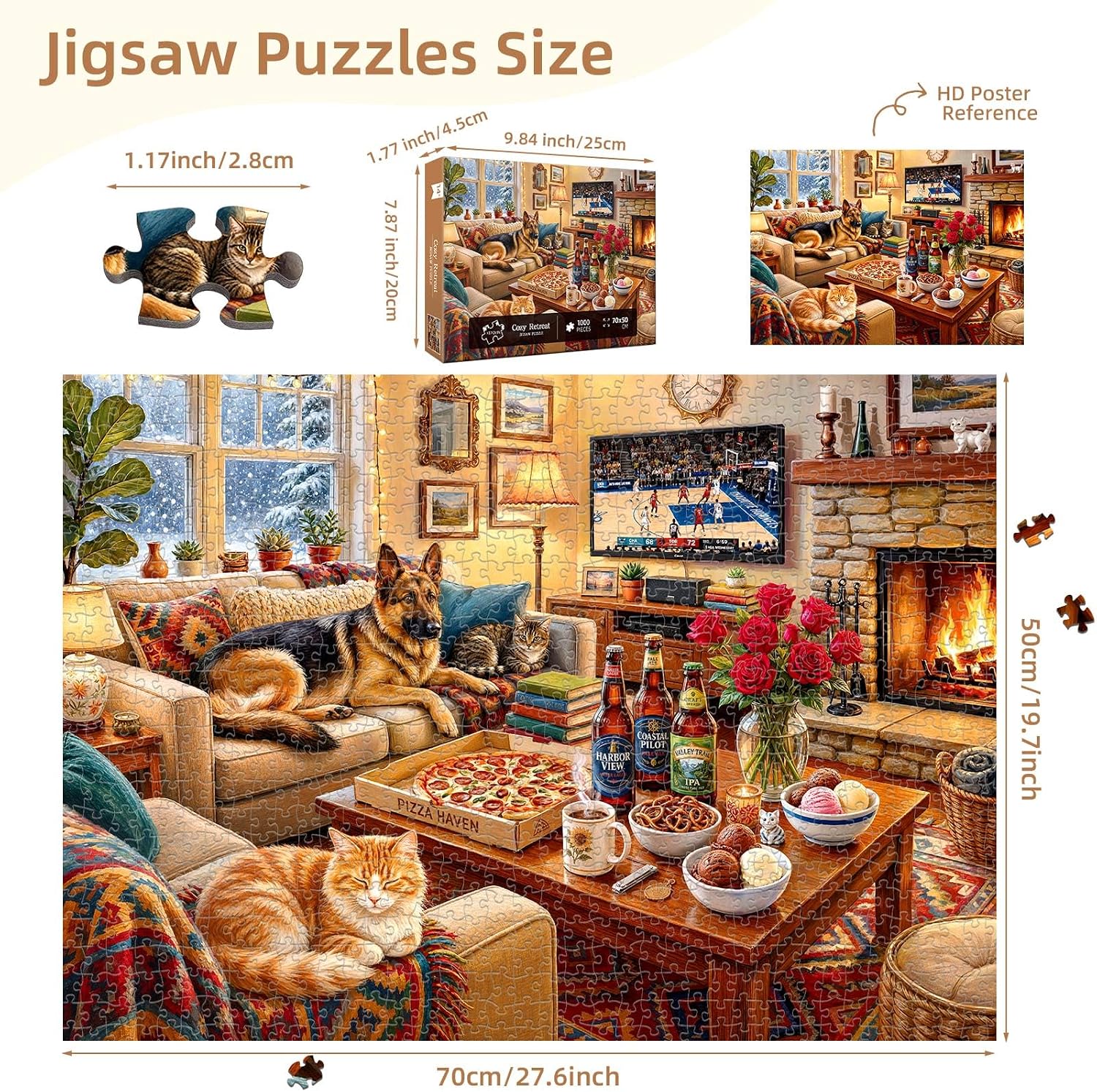 Detalle de Cozy Living Room Puzzles for Adults 1000 Pieces