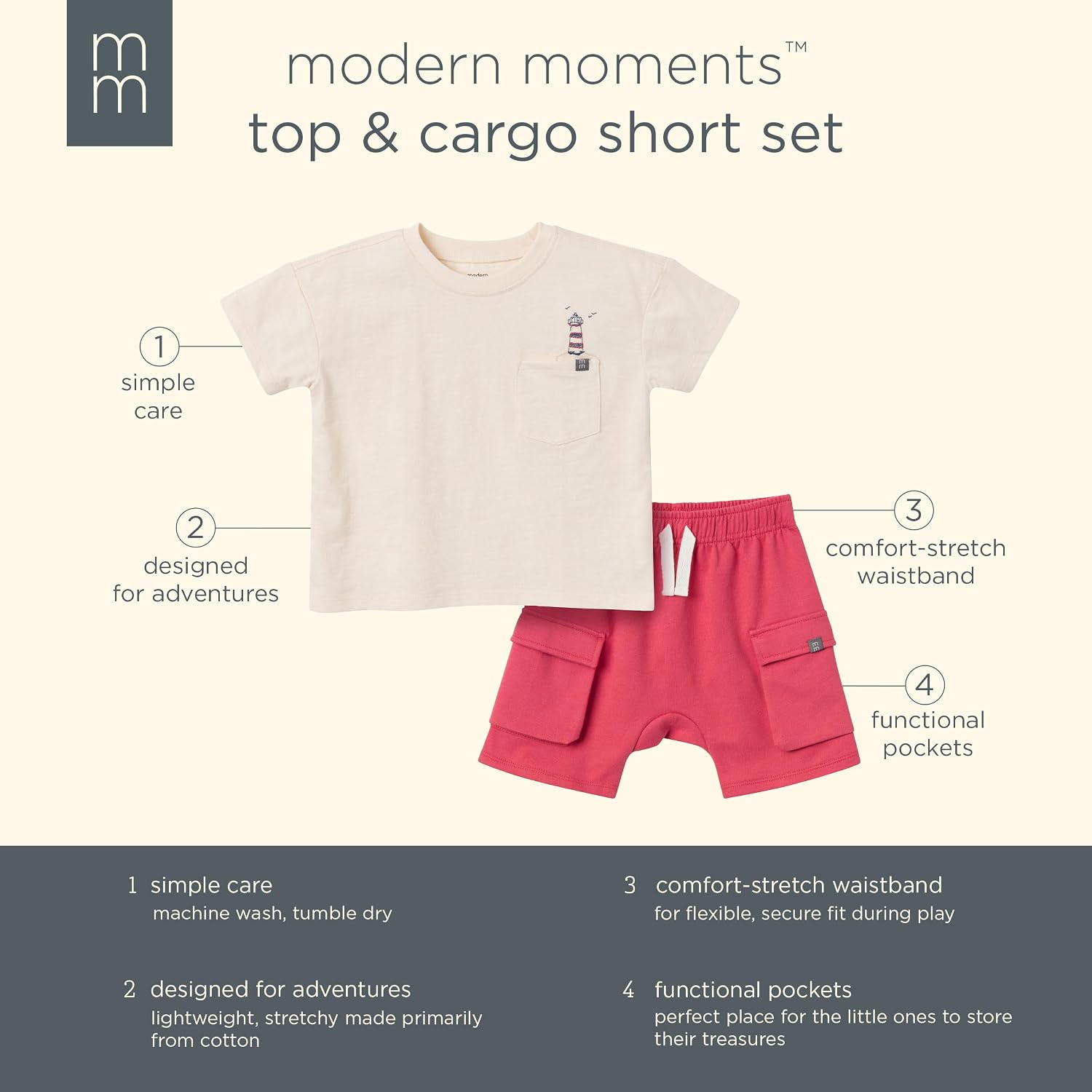 Thumbnail 5 de Modern Moments by Gerber Toddler Boys' Top and Cargo Shorts Set, 2T
