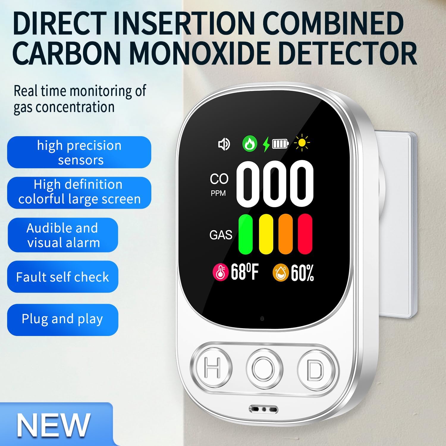 Thumbnail 2 de Gedsffati HD08-G Rilevatore gas e monossido di carbonio per casa 🏠