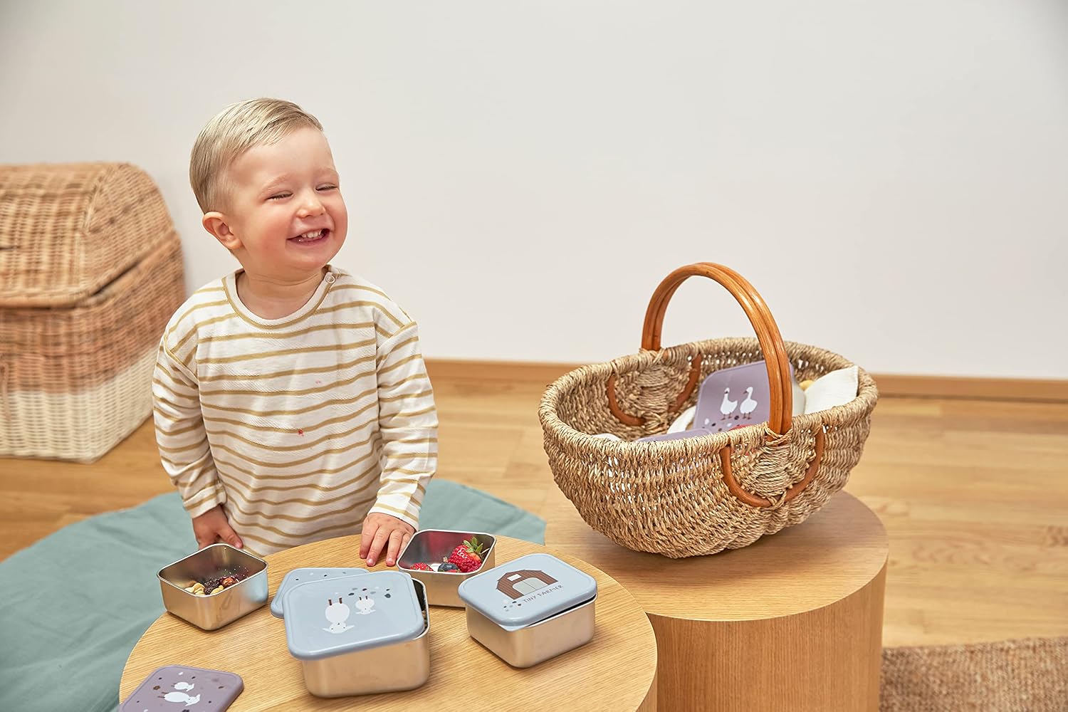 Thumbnail 5 de LÄSSIG Snackbox 3er Set Edelstahl Tiny Farmer blue – 3 Größen, spülmaschinenfest