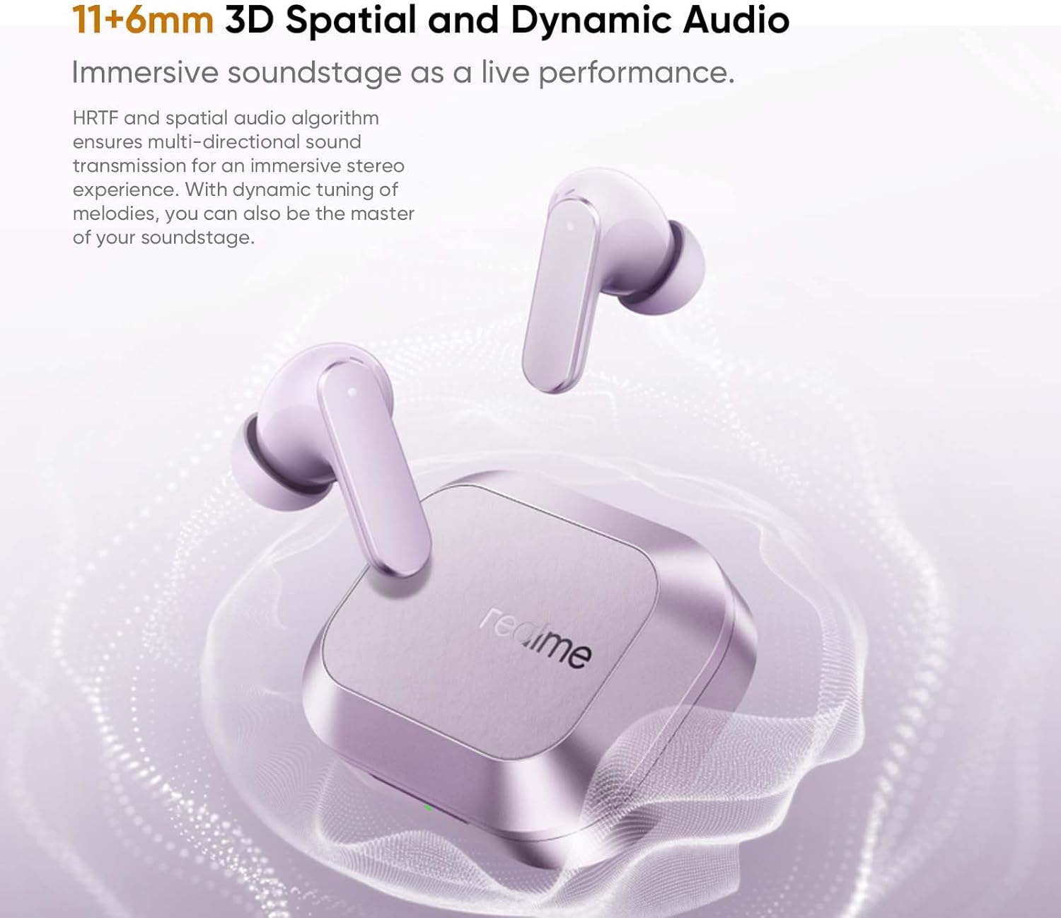Detalle de realme Buds Air 8 : Écouteurs Bluetooth sans Fil avec ANC adaptative, Double Driver et longévité impressionnante