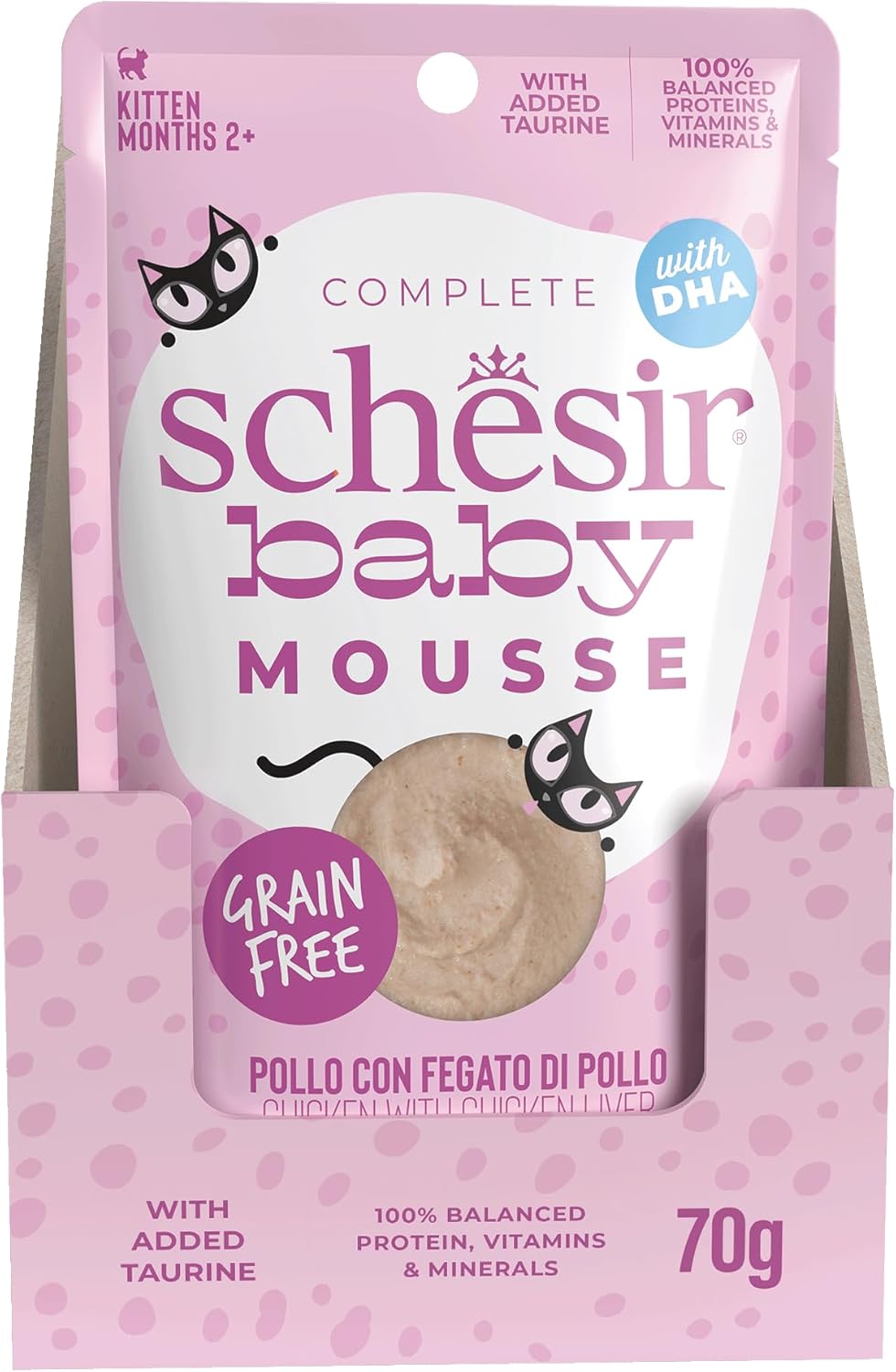 Detalle de Schesir Baby: Filettini di Pollo con Fegato in Mousse per Gattini – 12x70 g