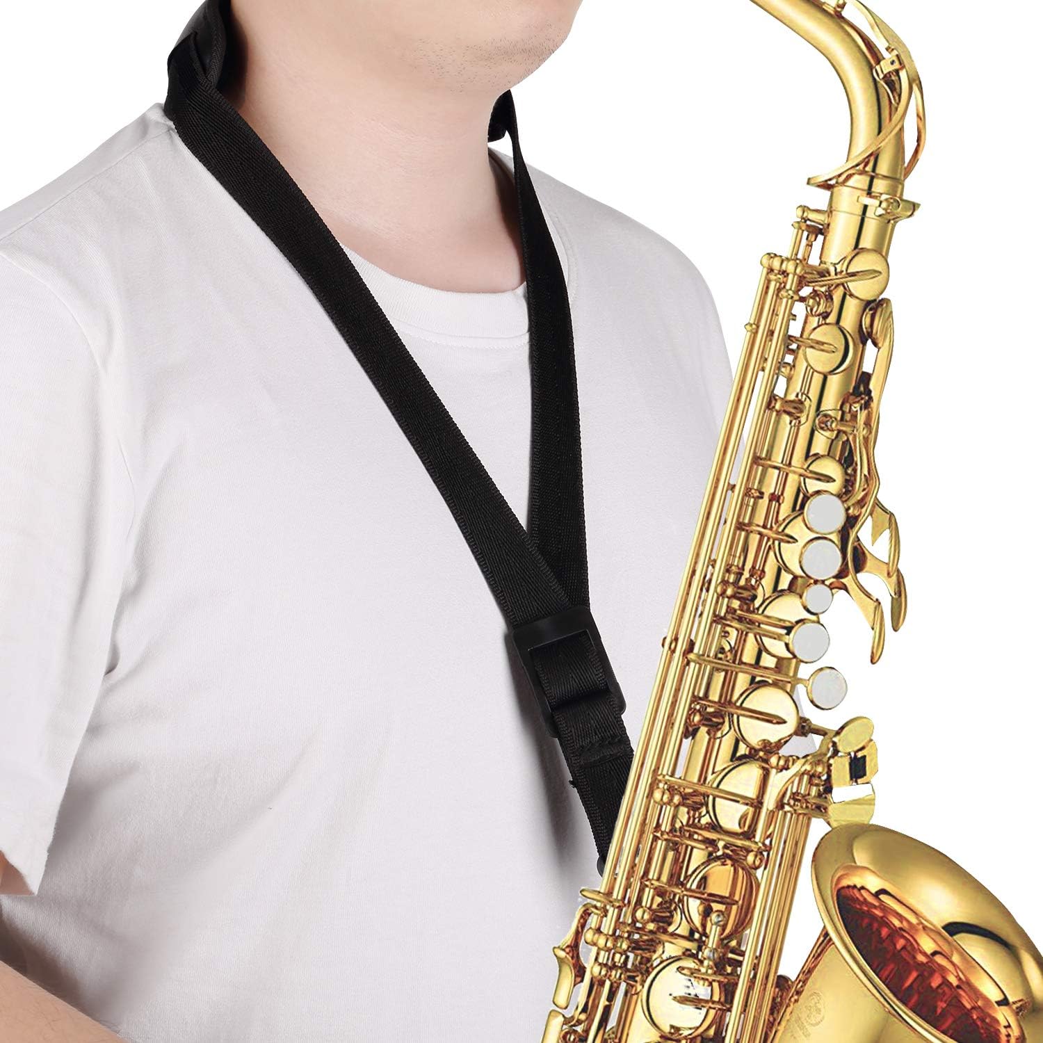 Thumbnail 6 de Focusound Upgraded Length Tenor Saxophone Neck Strap – Padded Leather, 17"–22.8