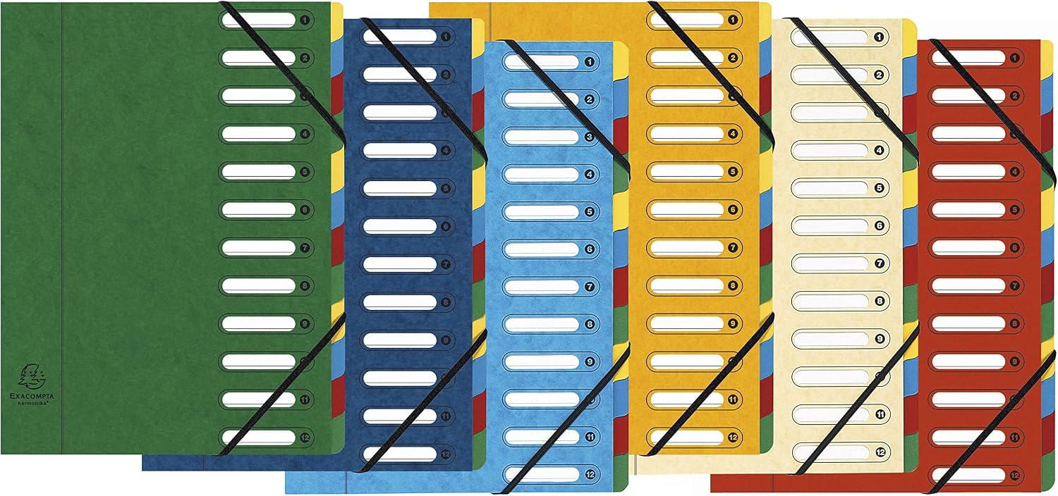 Detalle de Exacompta 5312E – Carton de 6 trieurs Harmonika (A4, 12 compartiments)
