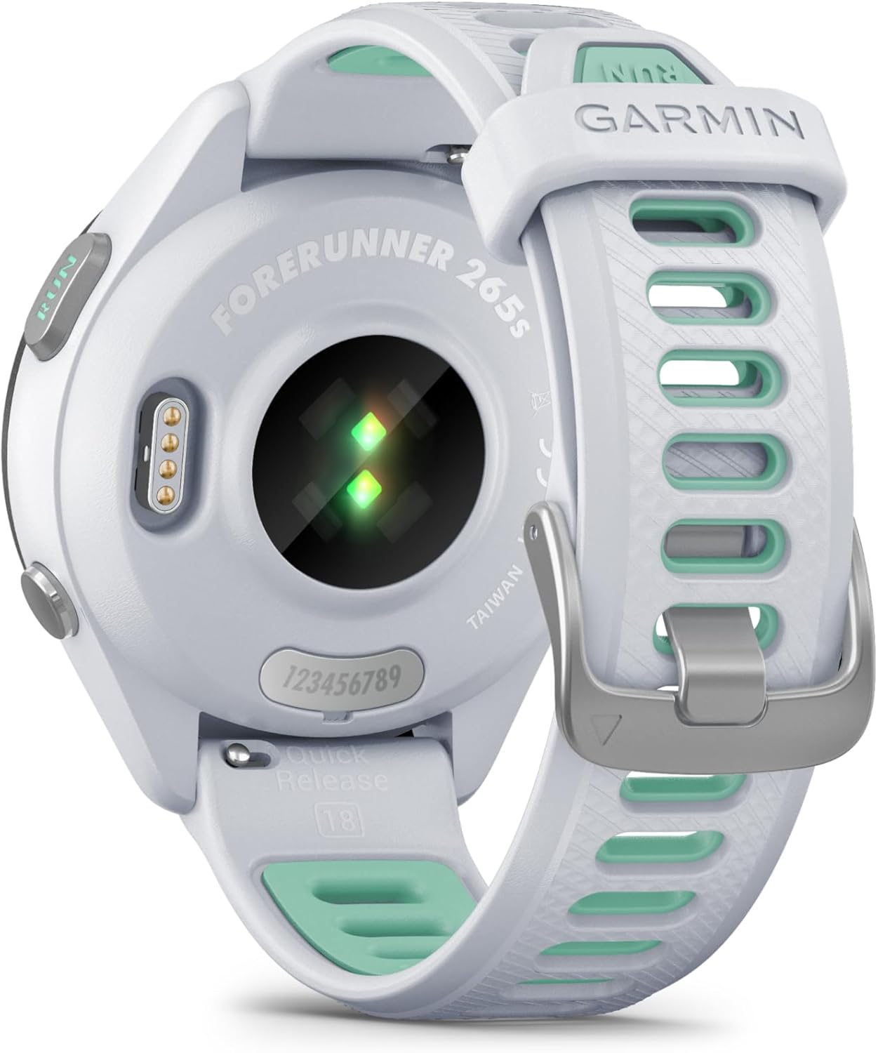 Thumbnail 2 de Garmin Forerunner 265S — Montre GPS de Running avec écran AMOLED, boîtier 42 mm, blanc et bracelet silicone blanc/vert
