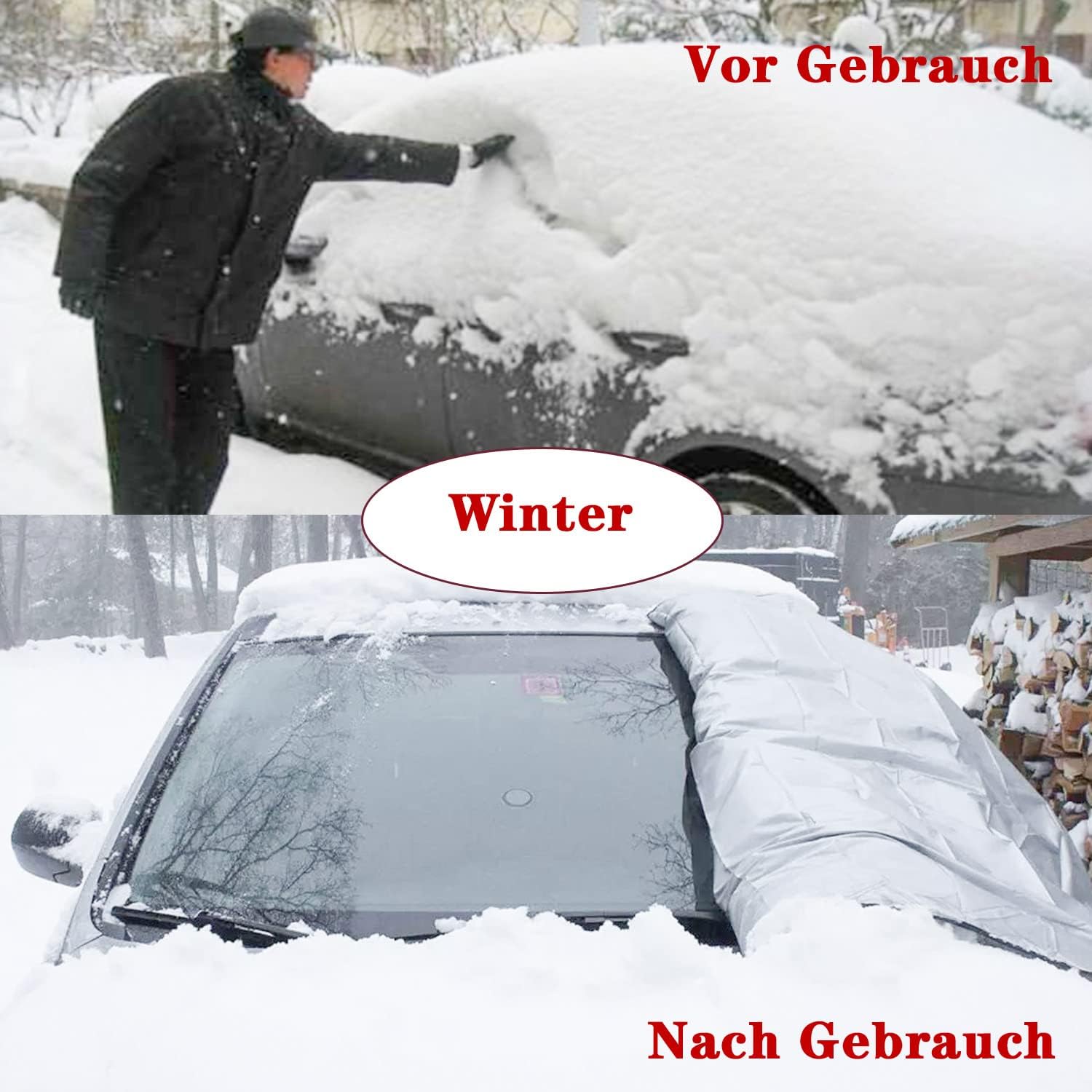 Detalle de KEELYY Frontscheibenabdeckung (150 x 100 cm) – 4-lagiger Frost- und Sonnenschutz fürs Auto