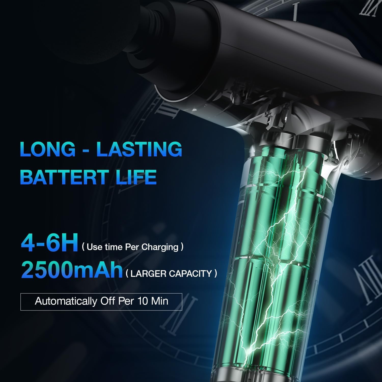 Detalle de Olsky Deep Tissue Massage Gun with 9 Heads, 30 Speeds, and 10 Accessories