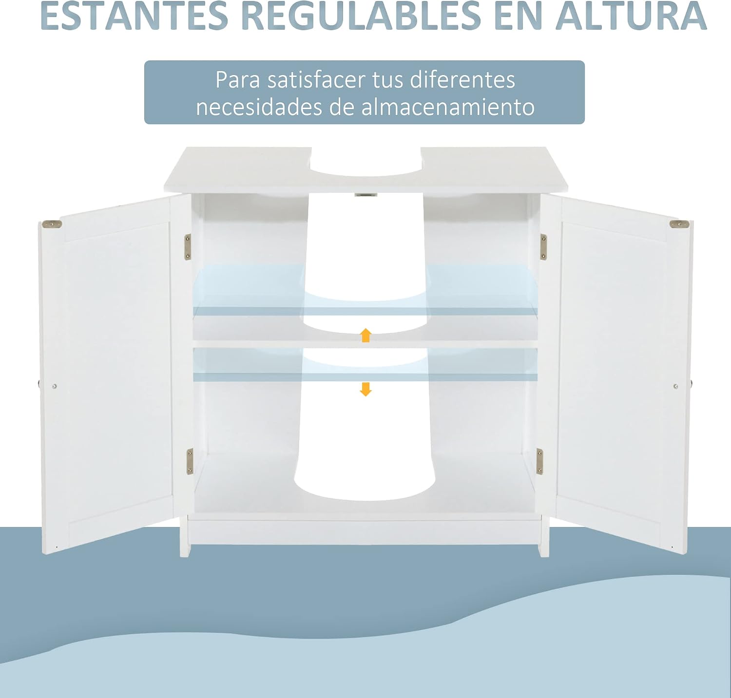 Thumbnail 5 de HOMCOM Mueble bajo Lavabo 60x30x60 cm Blanco