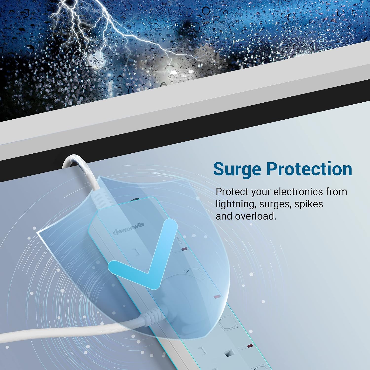 Detalle 2 de DEWENWILS 6 Way Surge Protected Extension Lead 3M