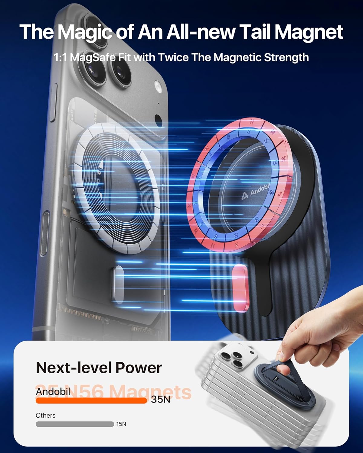 Thumbnail 3 de andobil 2026 Magnetic Phone Grip for MagSafe 17