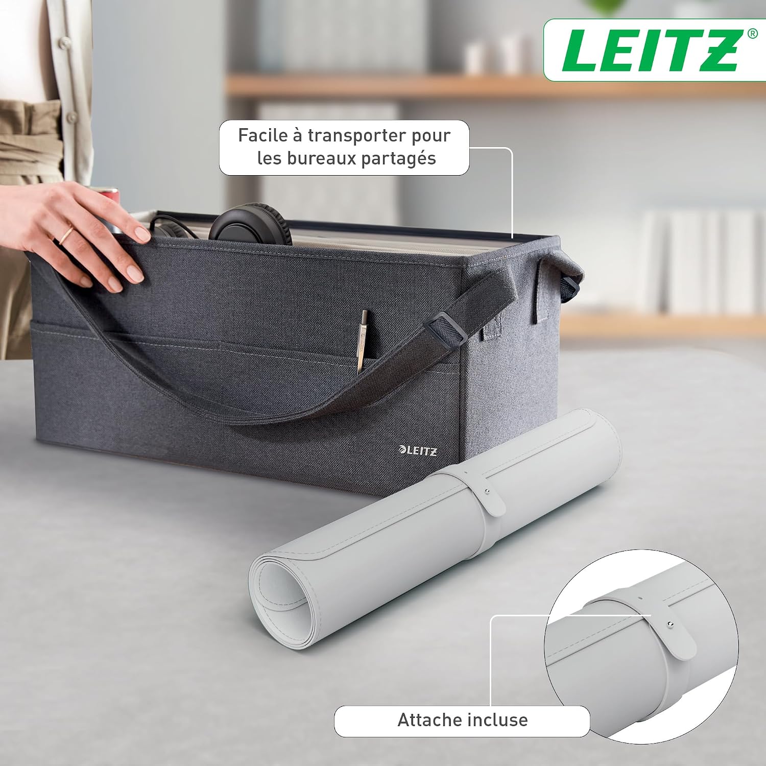 Detalle de Tapis de bureau grand format Leitz 80x40 cm — Sous-main imperméable, antidérapant et durable