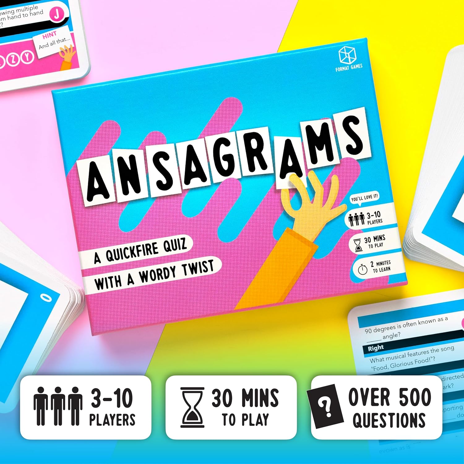 Thumbnail 4 de Format Games Ansagrams 500-Question Trivia Card Game