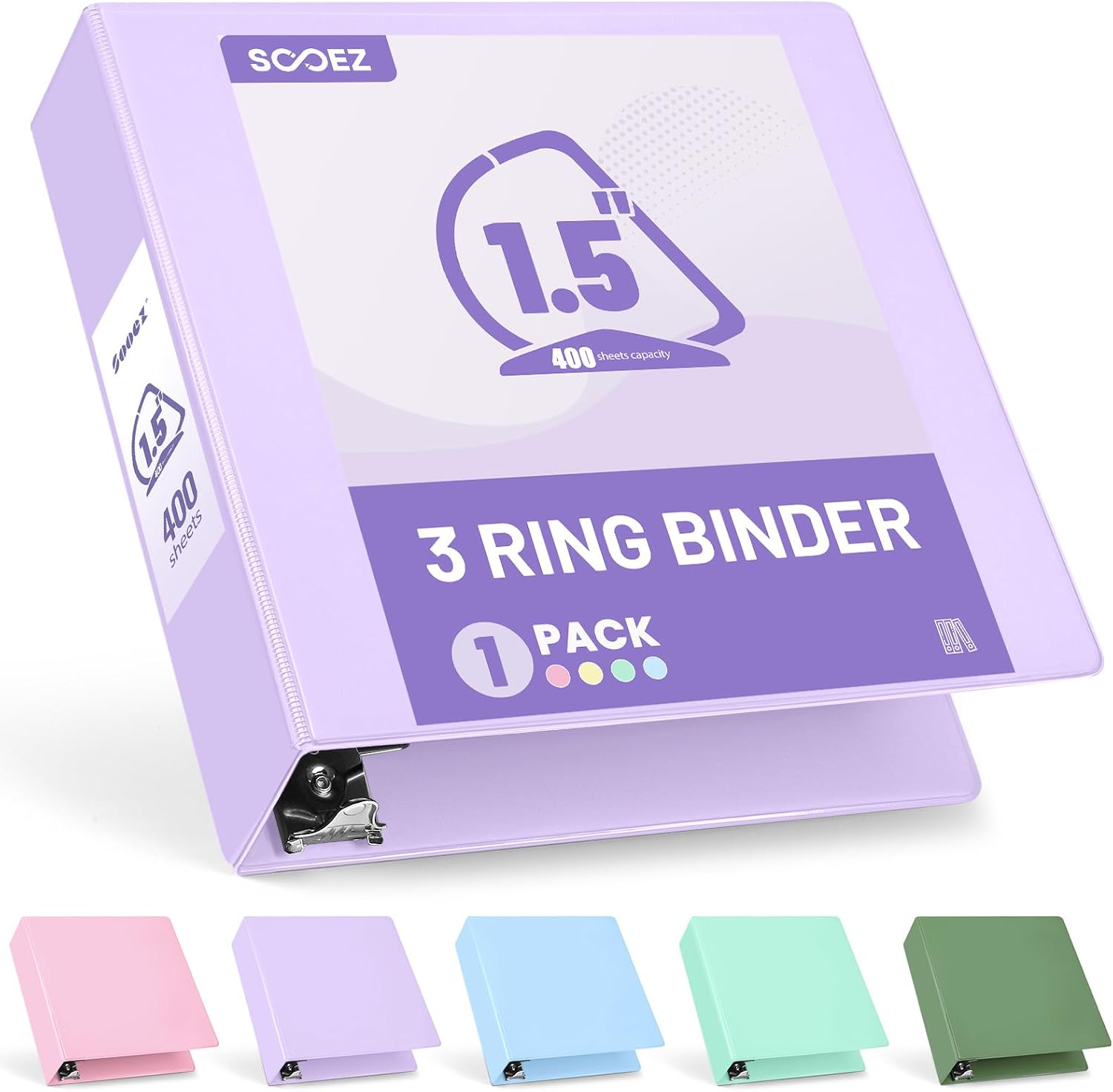 Detalle de Sooez SZA1602-8103A 1.5-Inch D-Ring Binder, Purple, Letter Size