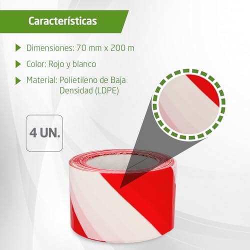 Detalle 1 de Amig Pack de 4 Cintas de Balizamiento 70 mm x 200 m