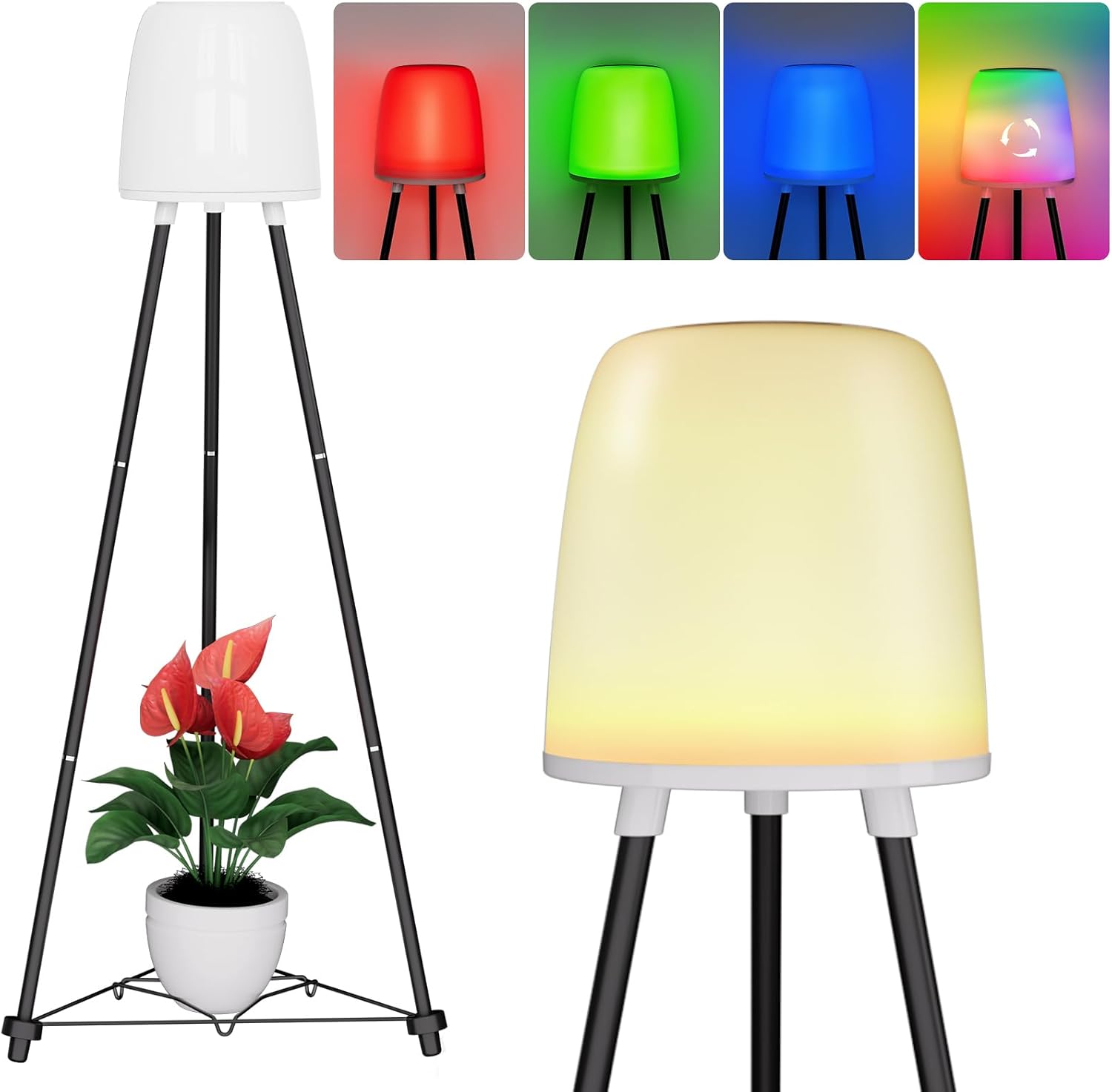 Detalle de OUSFOT Lampada Solare da Terra Esterno RGB e Bianco Caldo – Impermeabile con supporto per fiori