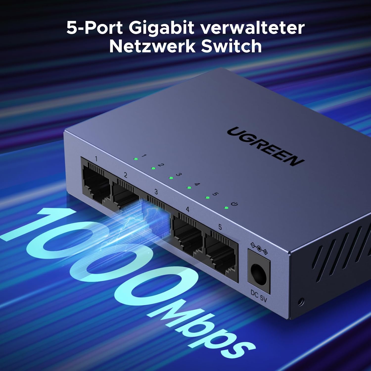 Detalle 2 de UGREEN 5 Port Gigabit Switch đź–§