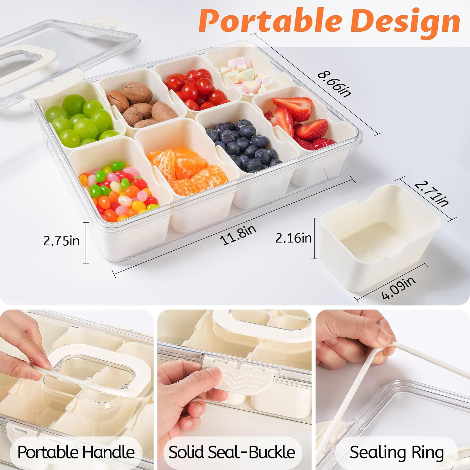 Detalle de Divided Snackle Box Serving Tray with 8 Compartments