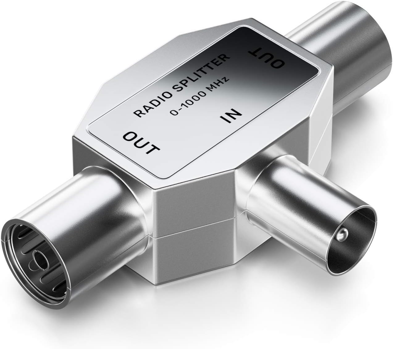 Thumbnail 4 de deleyCON Antennen-Verteiler T-Kupplung 2x Koax – 5–1000 MHz, silber