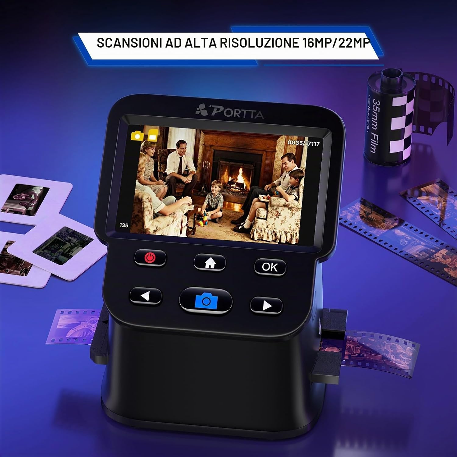 Thumbnail 4 de PORTTA Film Scanner 22MP con schermo LCD 5": scansione di film 135/126/110 e diapositive senza PC