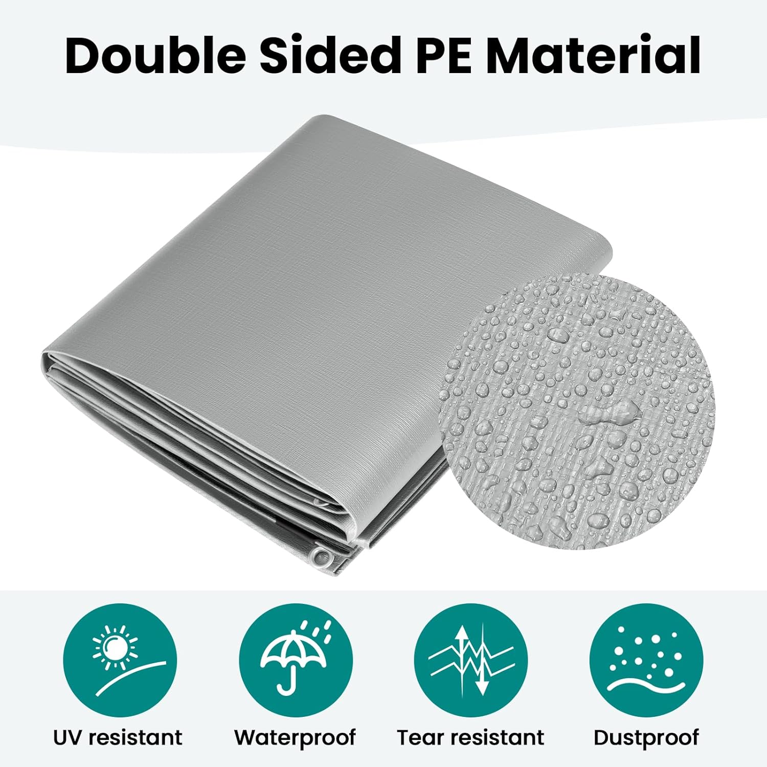 Thumbnail 1 de WOLTU Bâche de protection en PE 280 g/m², 2 x 2 m (gris + noir) avec œillets