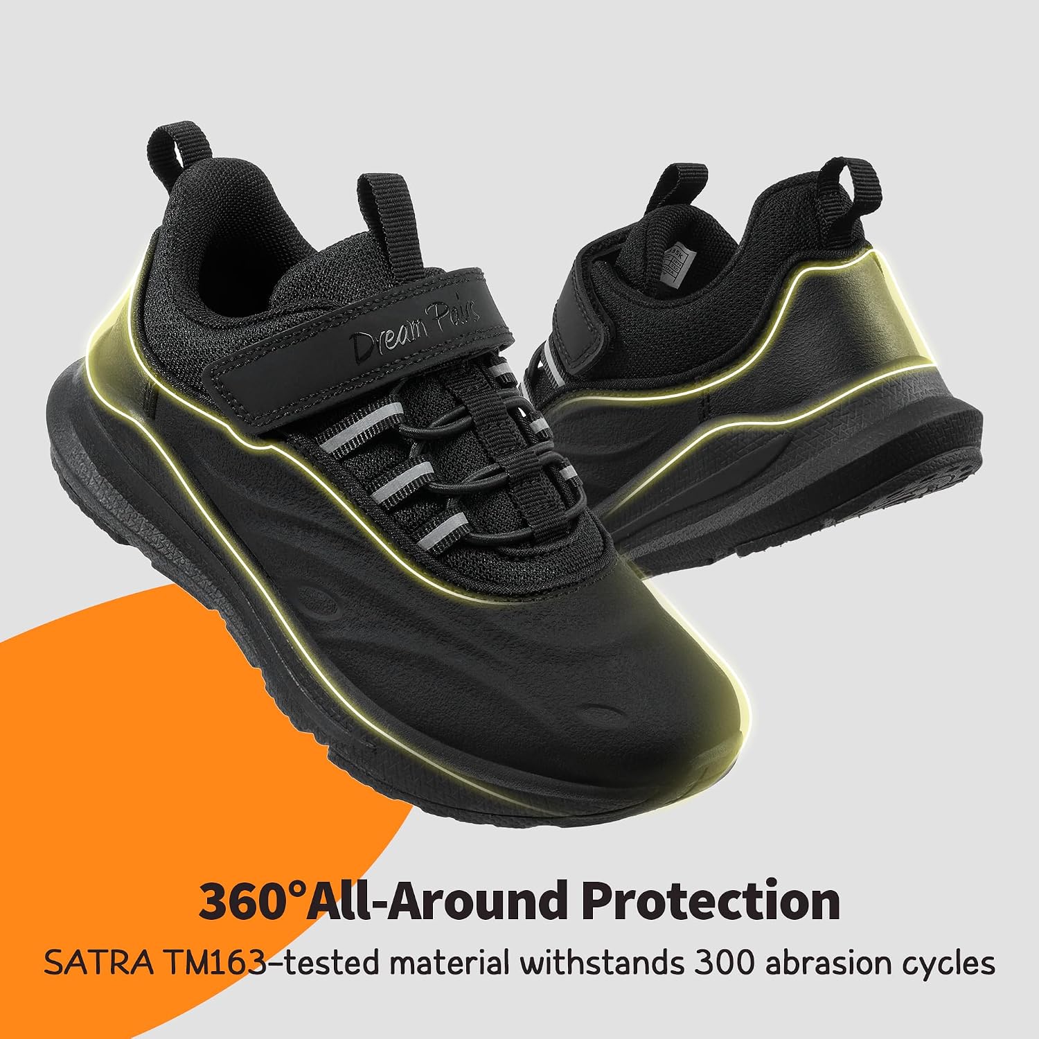 Detalle de DREAM PAIRS Waterproof Boys Fashion Trainers: All Black, 3 Big Kid