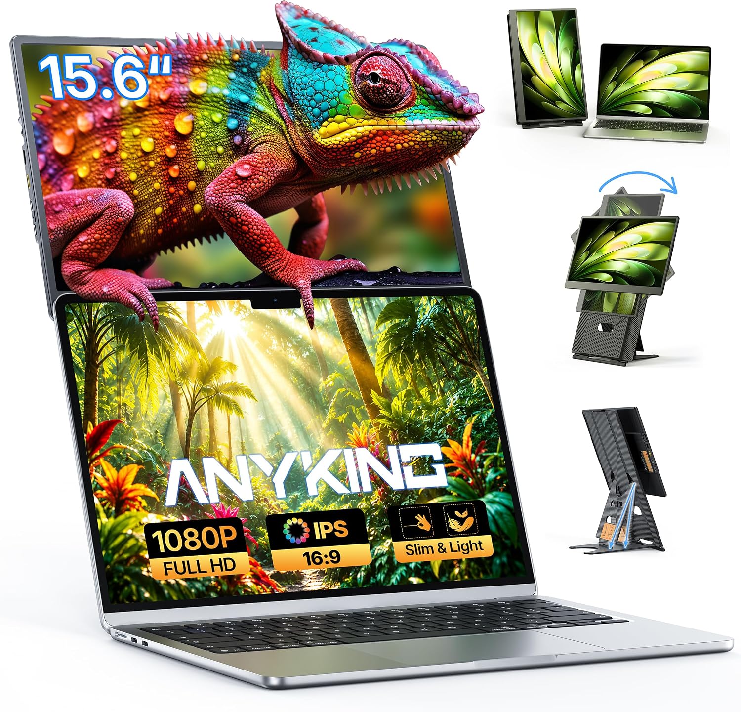 Detalle de Anyking S13 15.6-Inch Portable Monitor Extender, FHD IPS, 5 Display Modes