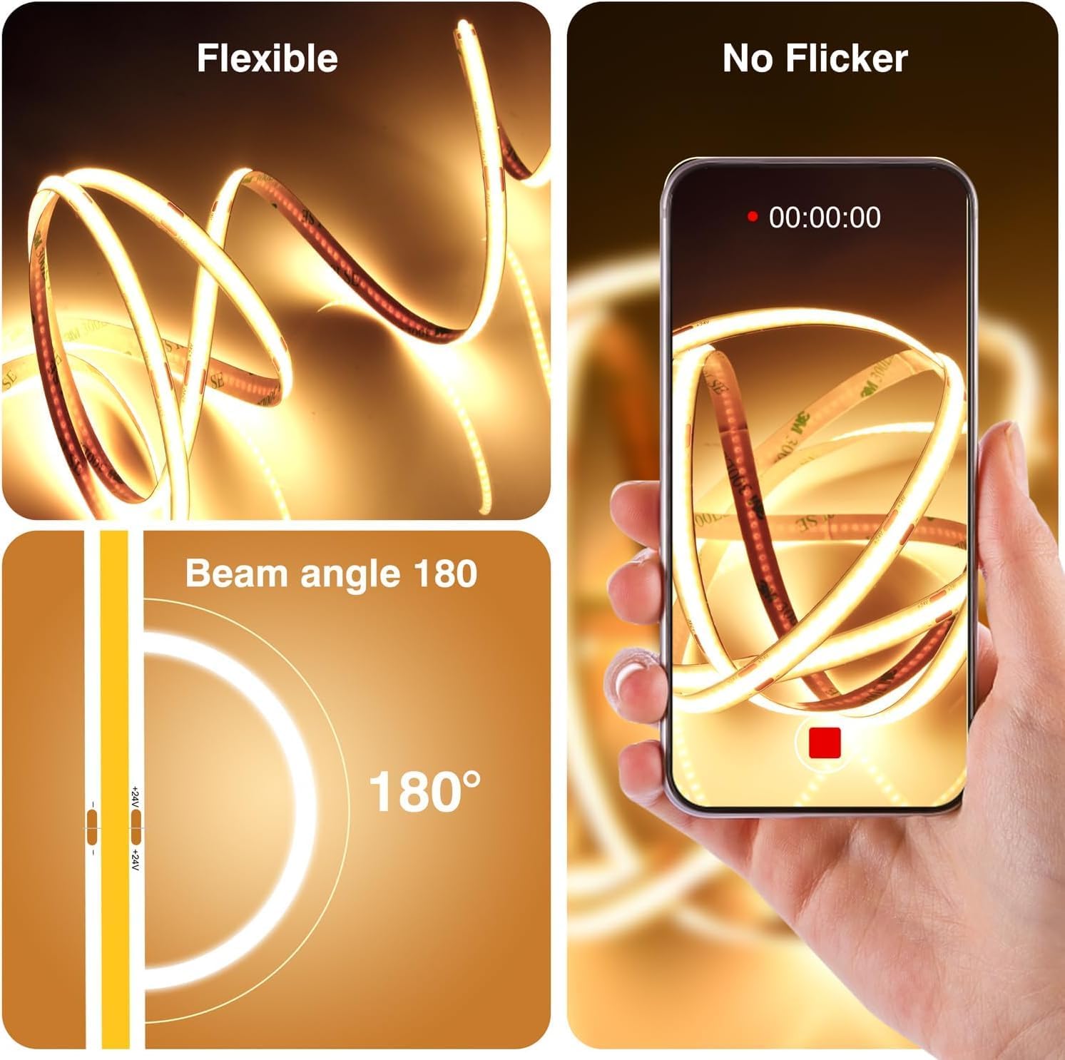 Detalle 1 de luktix COB LED Strip 2 m Warmweiß 2700K 24V