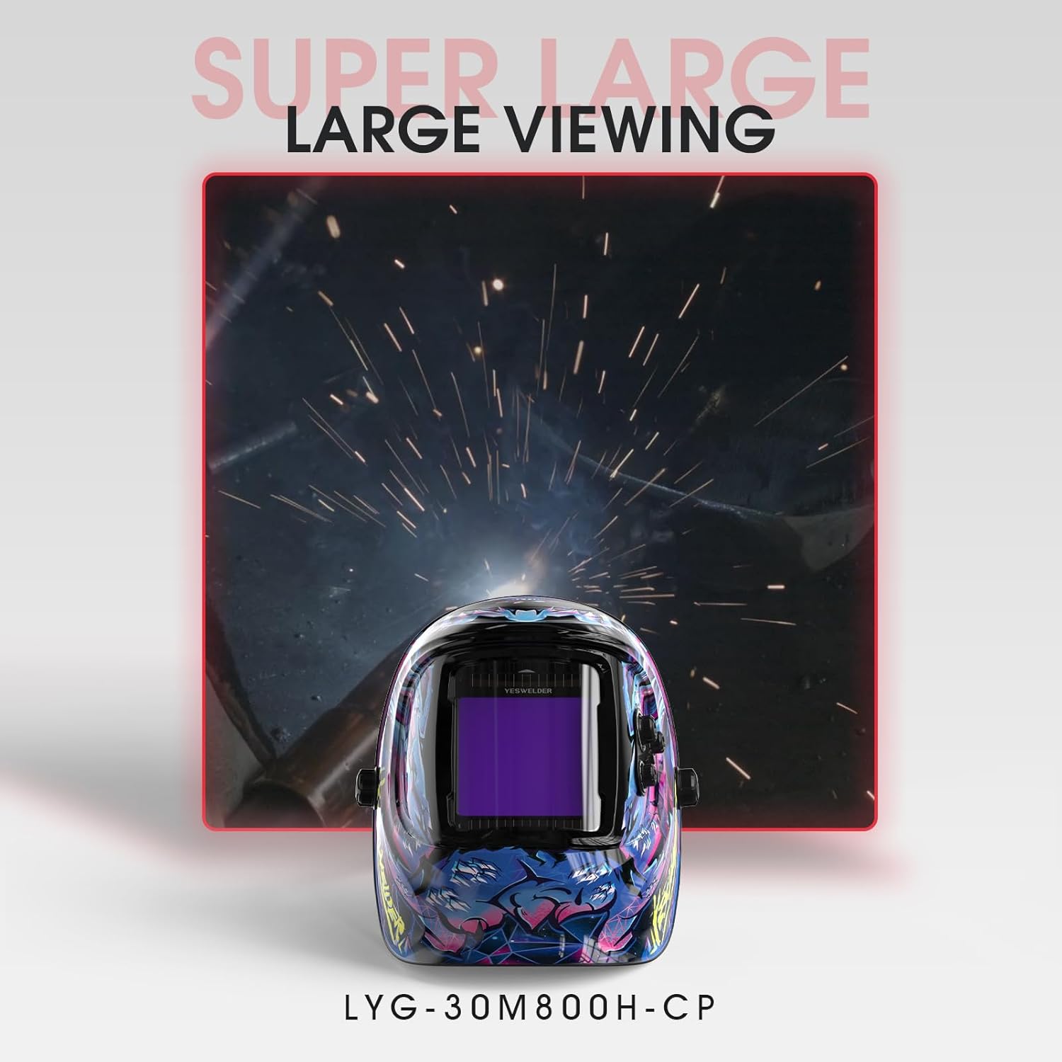 Thumbnail 2 de YESWELDER Maschera da saldatura autoscurante Vero 10x9 cm, filtro solare con batteria sostituibile e 4 sensori