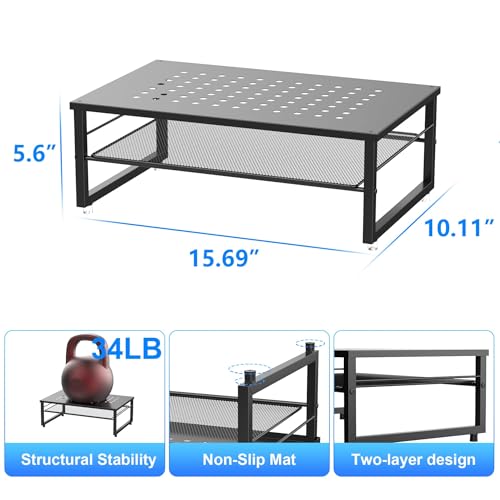 Detalle de Pygocereri Desk Organisers and Accessories: 2-Tier Metal Monitor Stand Riser (Black)