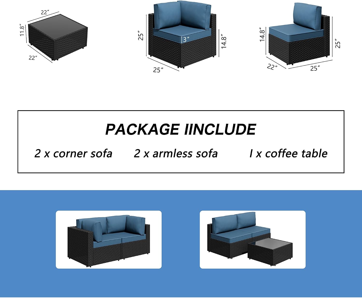 Detalle 2 de Outdoor Patio Furniture Set, 5-Piece