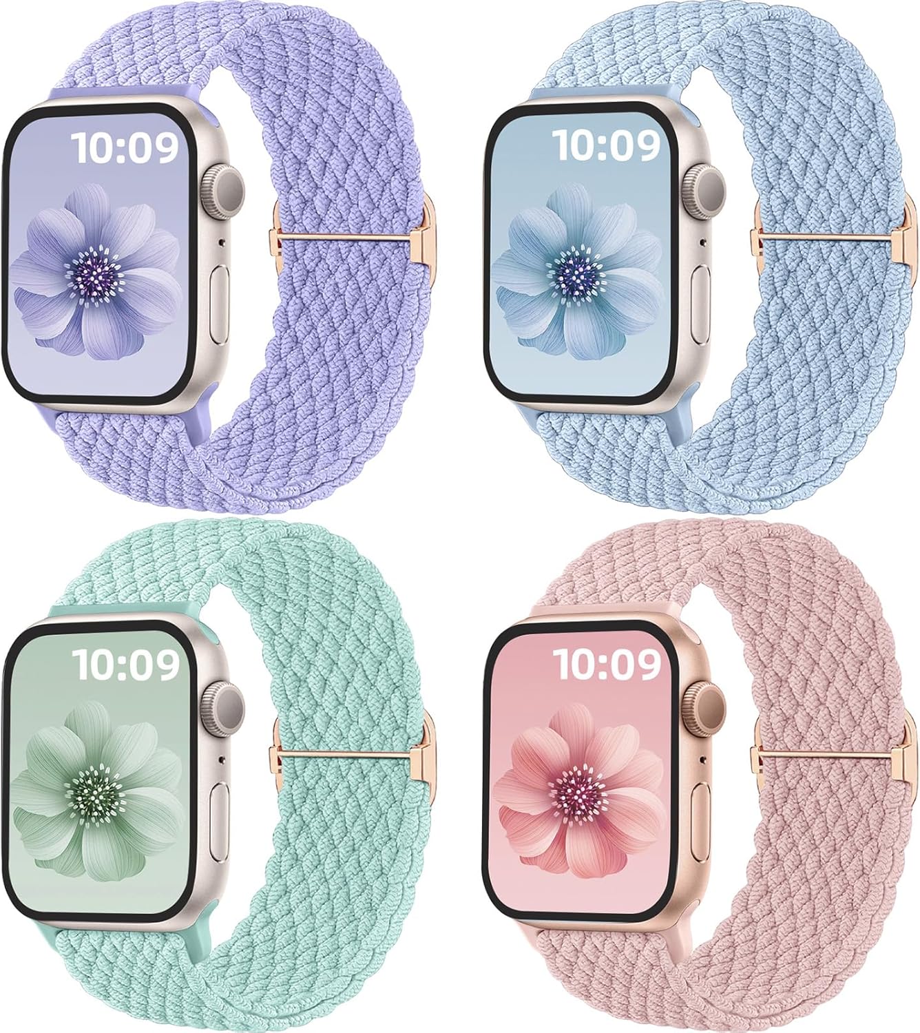 Thumbnail 6 de Mastten 4 Pack Braided Solo Loop for Apple Watch: Elastic Nylon Sport Straps (Various Sizes)