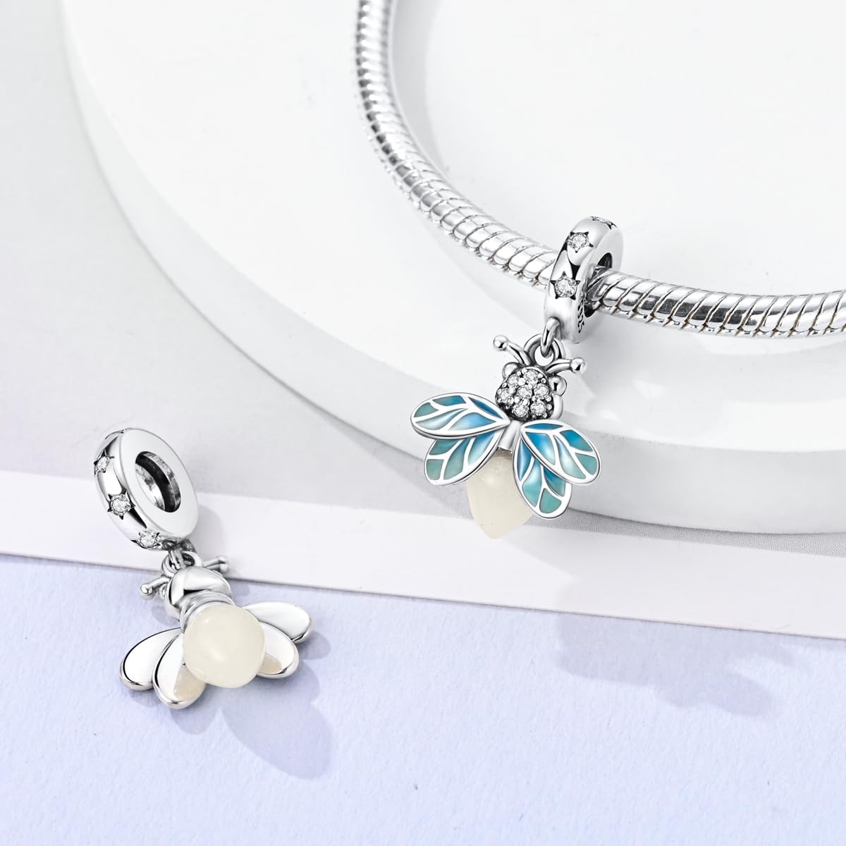 Detalle 2 de KUNVONIC Charm Anhänger Damen aus 925 Sterling Silber (passend für europäische Armbänder & Halskette)