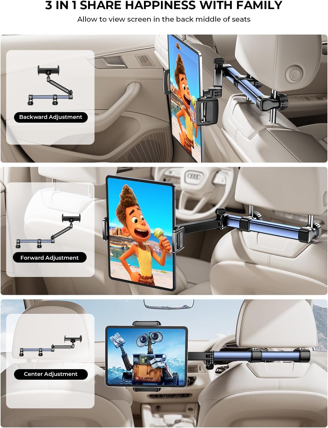 Thumbnail 1 de TRYONE Soporte Tablet Coche Reposacabezas 46 cm – 3 en 1 Extensible para iPad, Switch y más