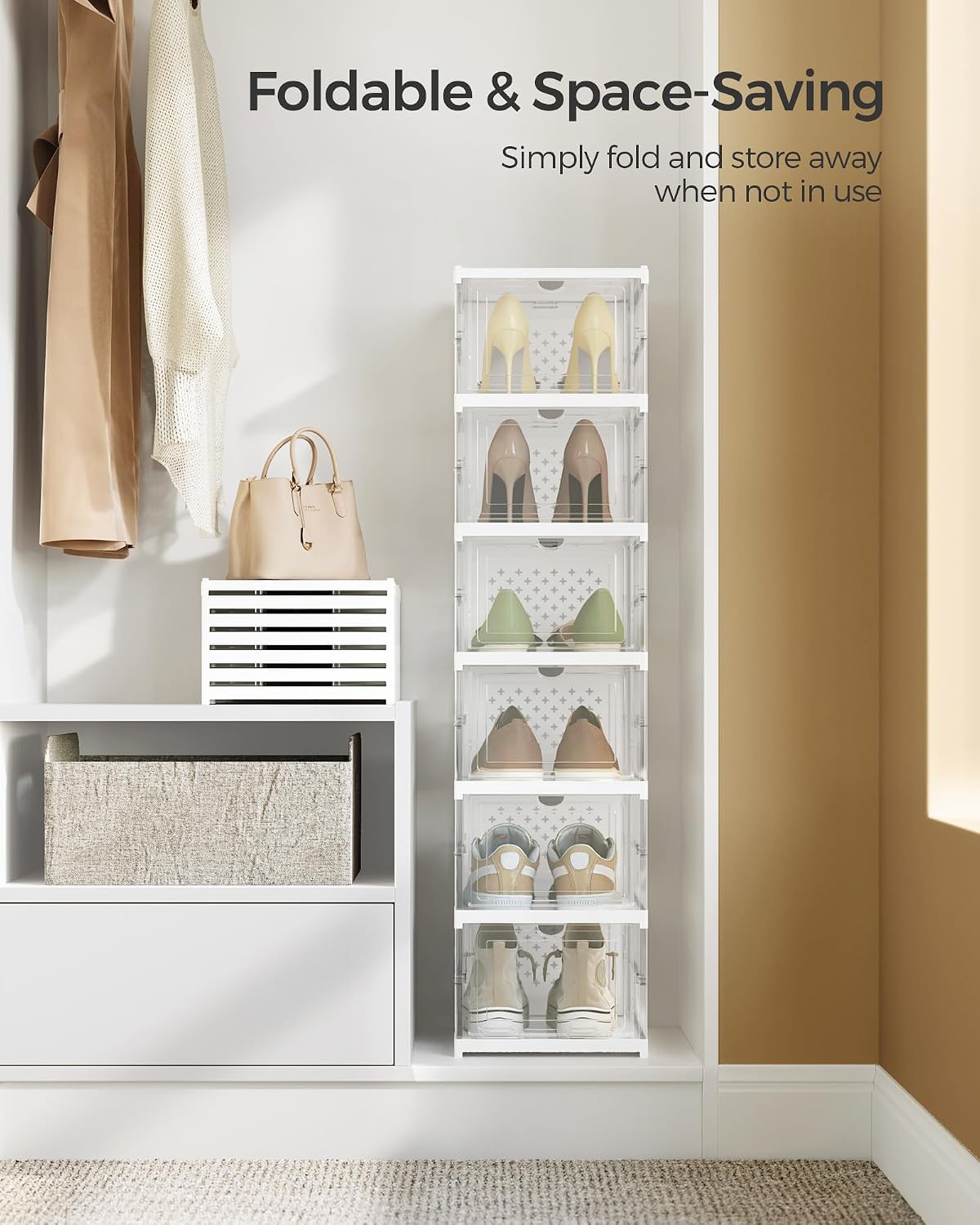Thumbnail 6 de SONGMICS DENNYS Collection LSP205W01 6-Tier Foldable Shoe Cabinet, Clear Doors