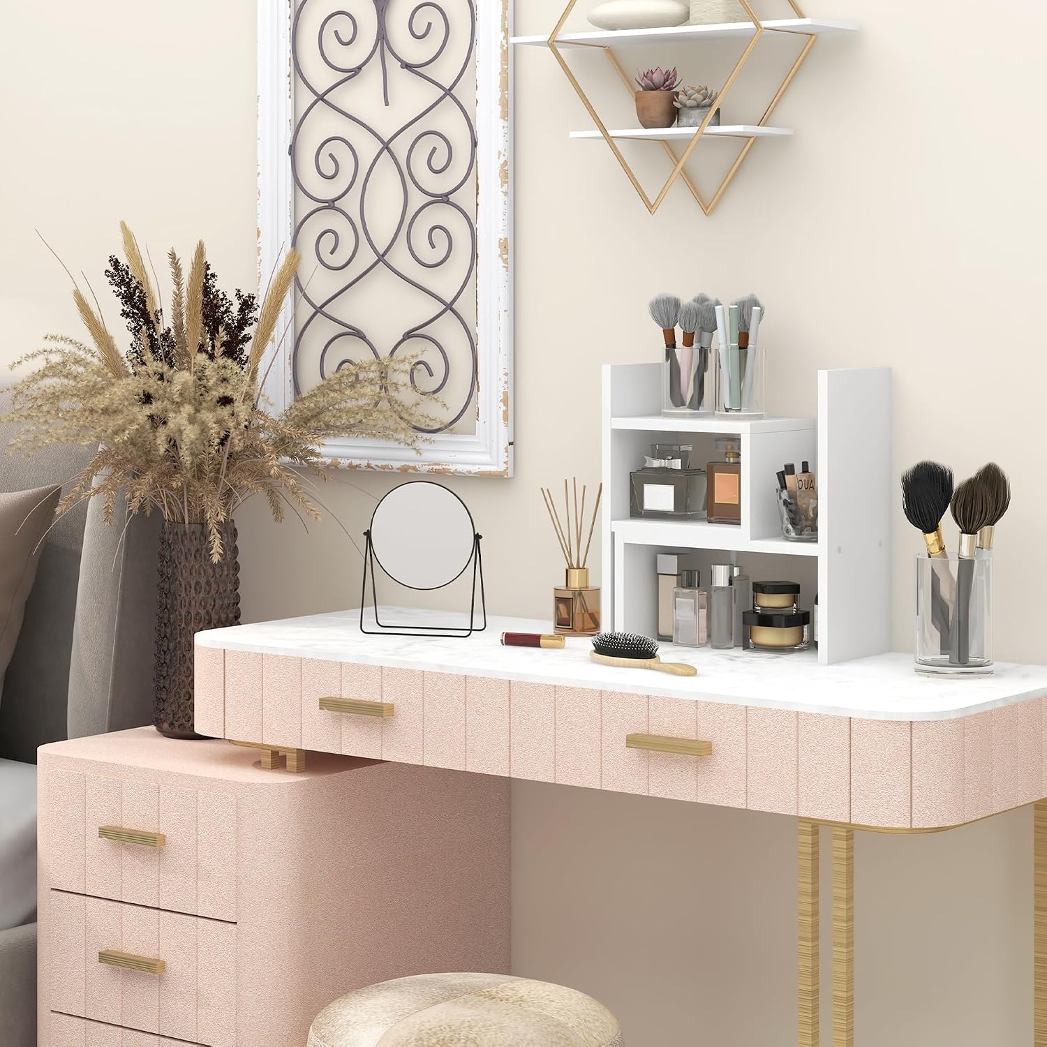 Detalle 1 de HOMCOM Étagère de bureau modulable à poser (2 pièces) en MDF mélaminé, blanc