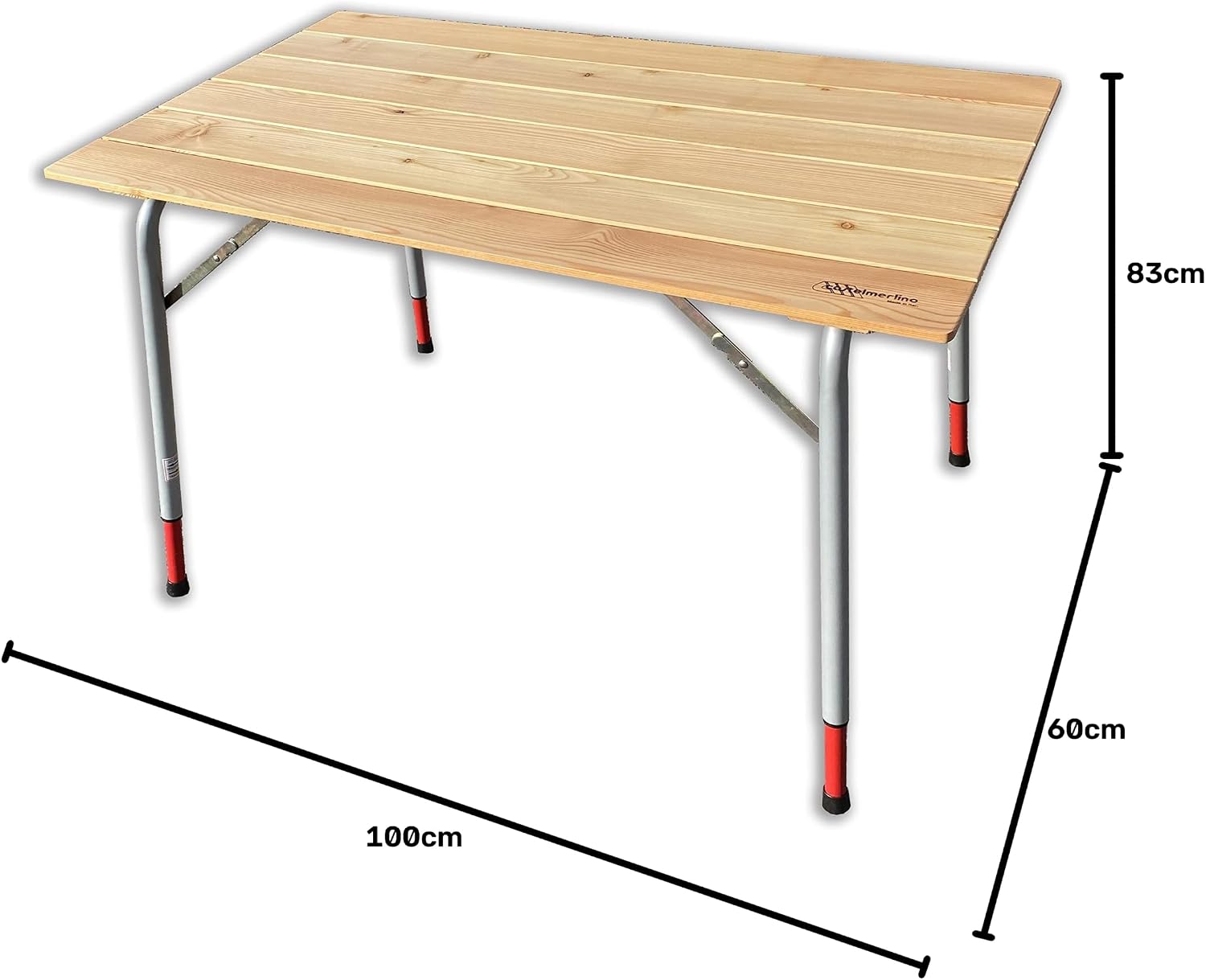 Detalle de Castelmerlino 028T campingtafel 100 x 60 cm met larikshouten blad, inklapbaar