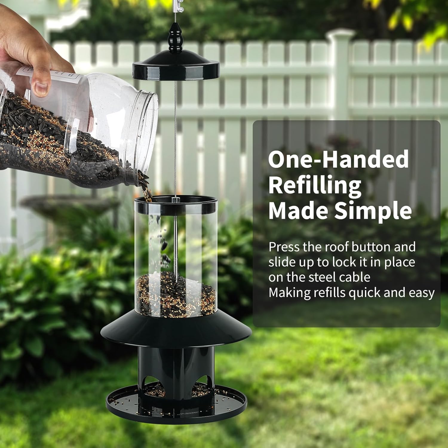 Detalle de Dreamdrawer AQ-001 Squirrel-Resistant Hanging Bird Feeder with 360° Perch
