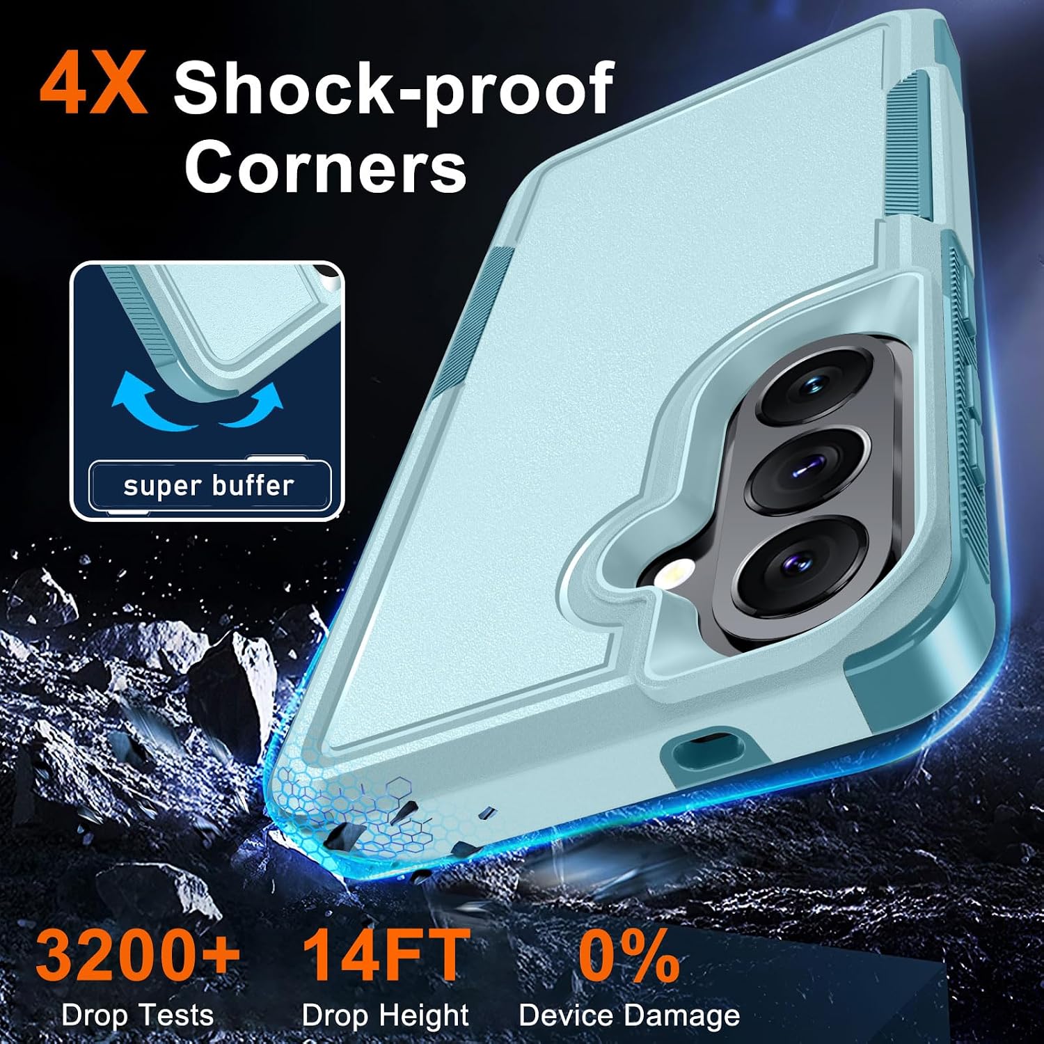 Detalle 2 de RMOCR Samsung S26 FE Case, Mint Green Dual-Layer Cover with Screen Protector