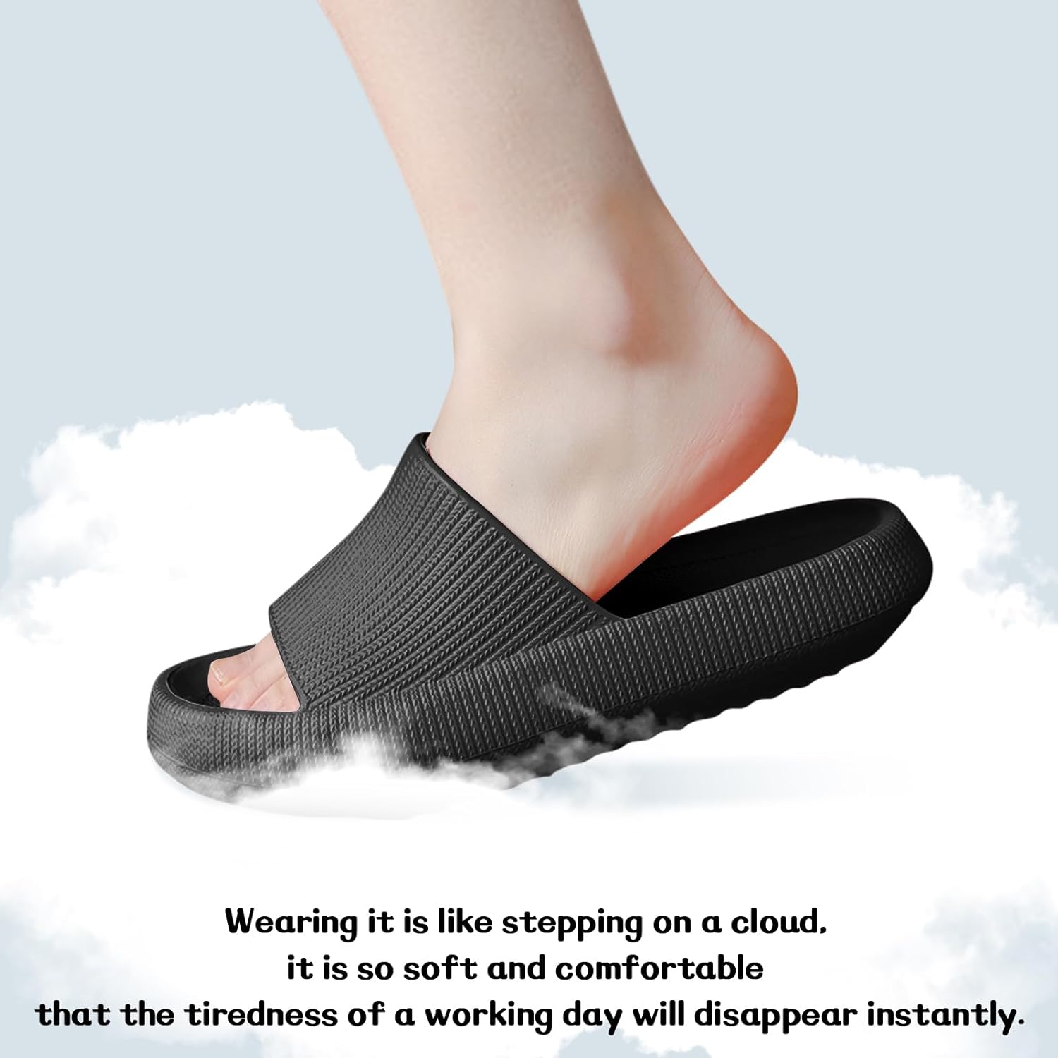 Thumbnail 3 de QJJQ Badeschuhe Cozislides „Wolke“ – rutschfeste Badelatschen & Hausschuhe (Schwarz, EU 44/45)