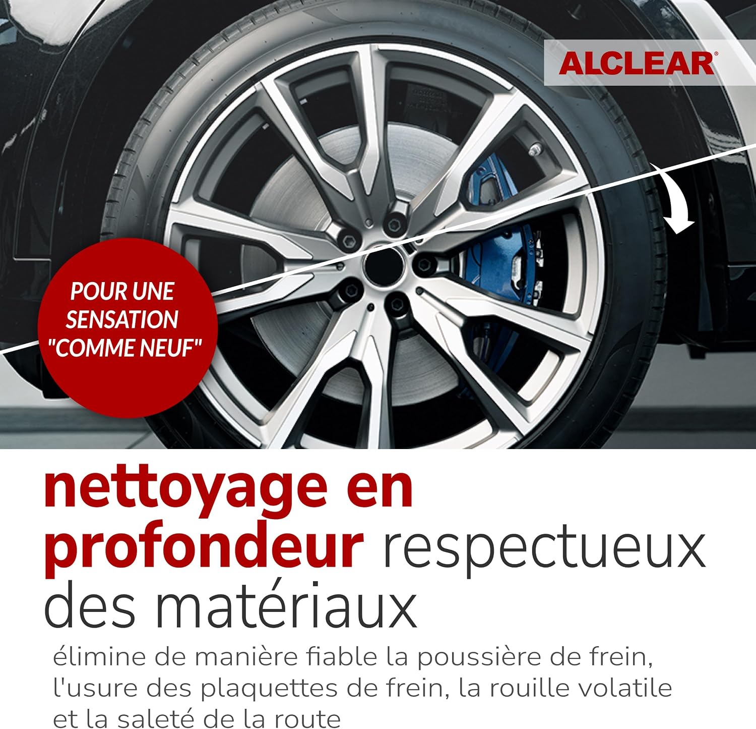 Detalle de ALCLEAR 721FR Nettoyant jantes 1000 ml – indicateur violet, sans acide
