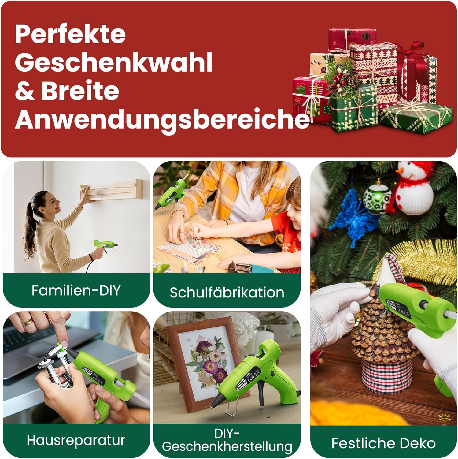 Thumbnail 6 de RUNSAI Heißklebepistole mit 30 Klebepistole Sticks, 7 mm – schnelle Erwärmung & ohne Tropfen