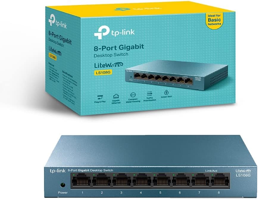 Detalle de TP-Link LS108G switch Ethernet Gigabit a 8 porte con QoS e struttura in metallo