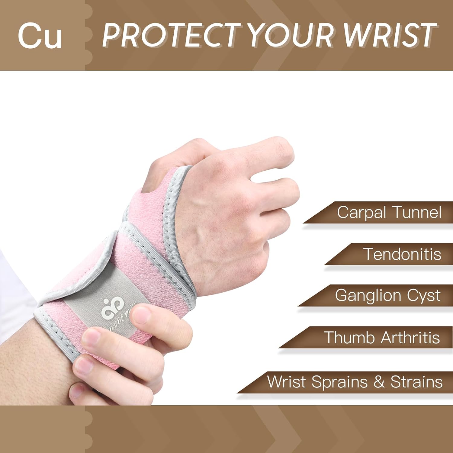 Thumbnail 2 de INDEEMAX Copper Carpal Tunnel Wrist Brace 2 Pack