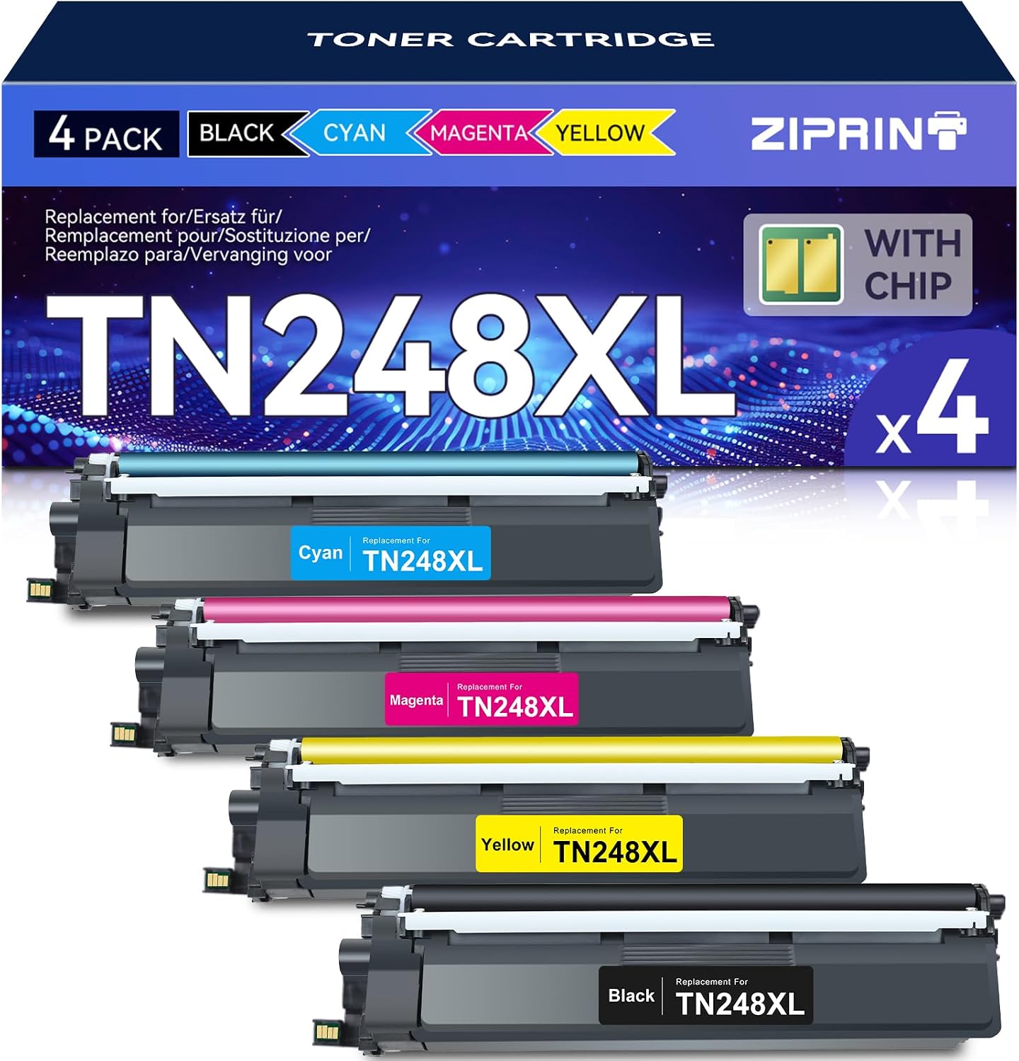 Detalle de ZIPRINT TN248XL Compatible 4 Pack