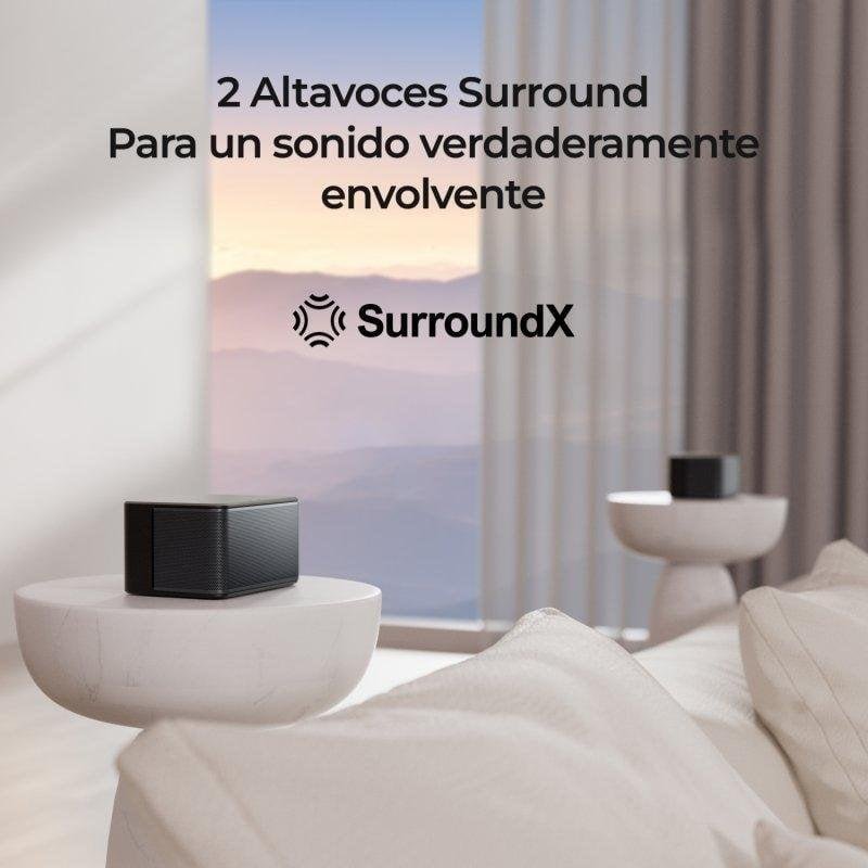 Detalle de Ultimea Poseidon M4t 5.1 450W: barra de sonido con Dolby Atmos y subwoofer inalámbrico