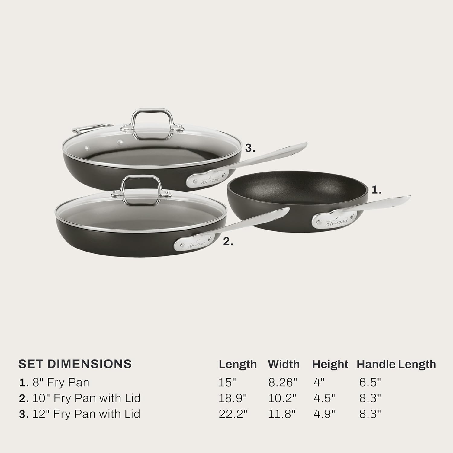 Thumbnail 1 de All-Clad HA1 nonstick fry pan set 5-piece