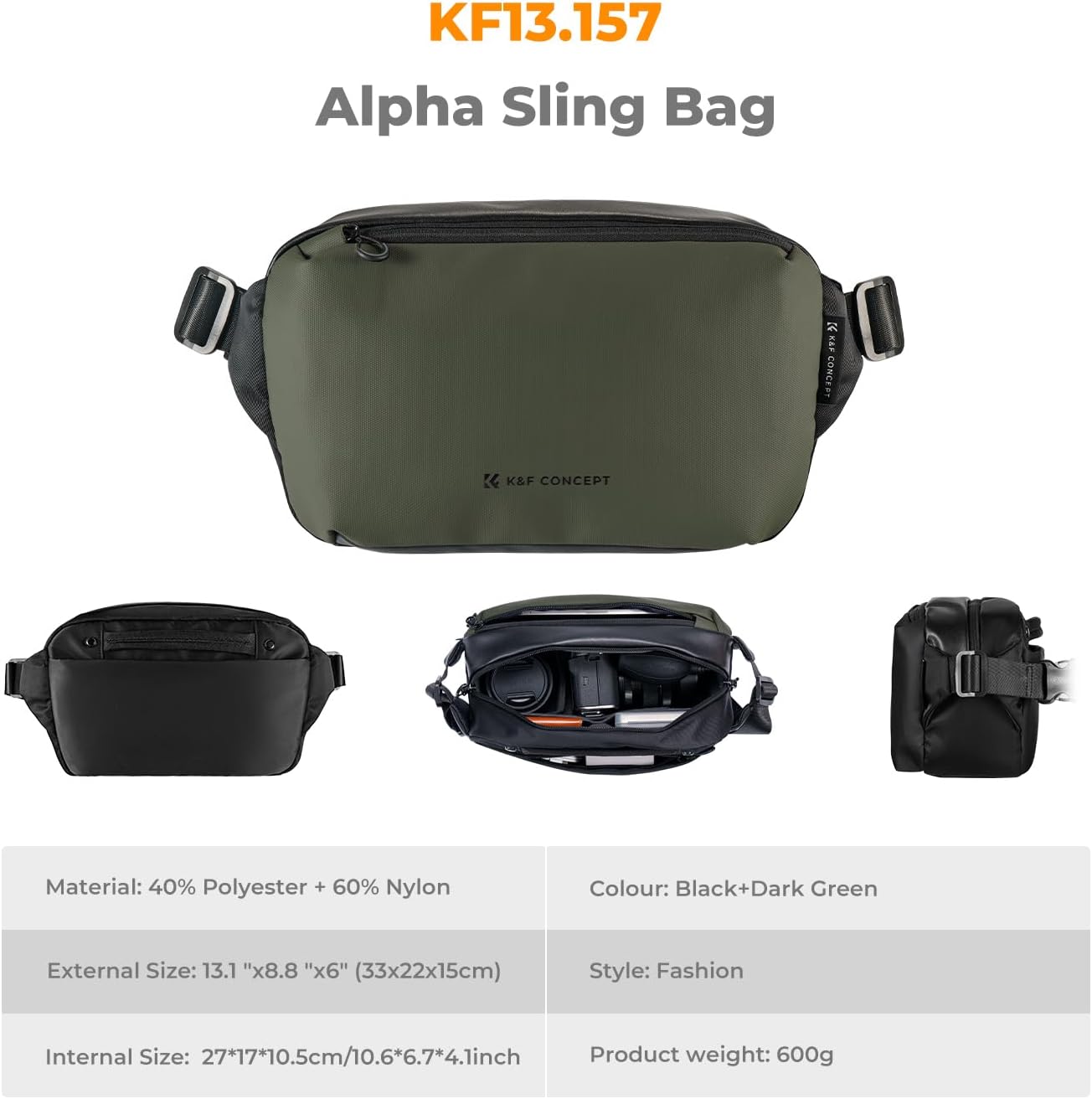 Thumbnail 5 de K&F CONCEPT 2-in-1 Sling Bag 1 for DSLR camera