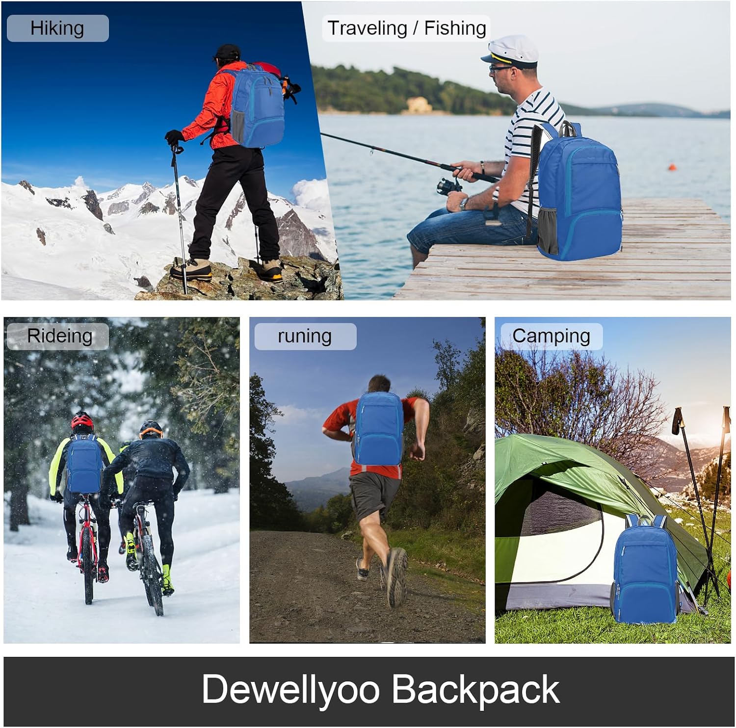Thumbnail 6 de Dewellyoo lightweight foldable packable rucksack – waterproof, breathable daypack for outdoor, travel and school